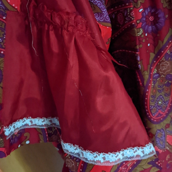 Vintage 60's 70's Nu-Mode boutique red Paisley Maxi dress - Picture 7 of 12